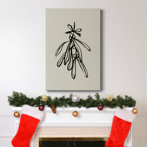 Mistletoe Sketch with Bows II - Gallery Wrapped Canvas