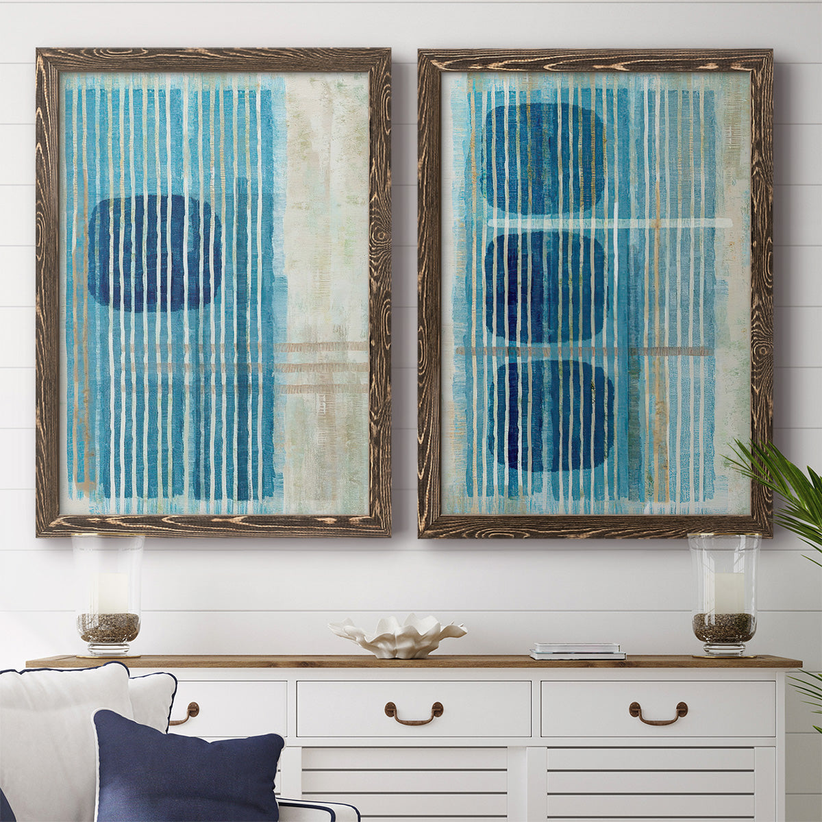 Blue Blue Horizon I - Premium Framed Canvas 2 Piece Set - Ready to Hang