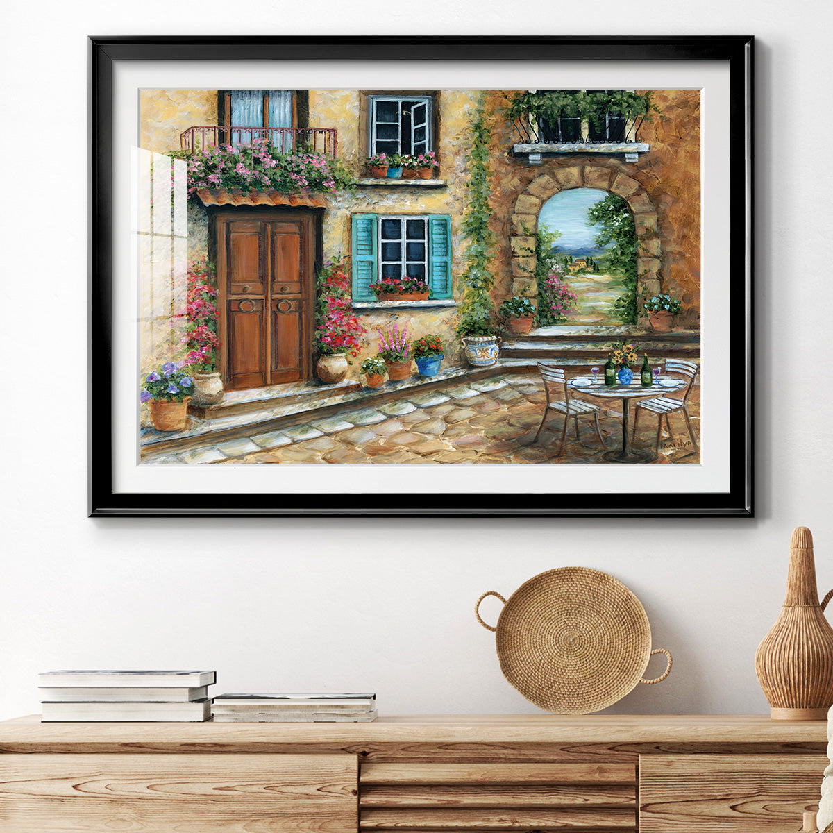 Tuscan Courtyard Premium Framed Print - Ready to Hang