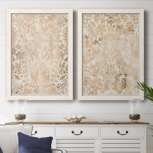 Walnut Damask I - Premium Framed Canvas 2 Piece Set - Ready to Hang