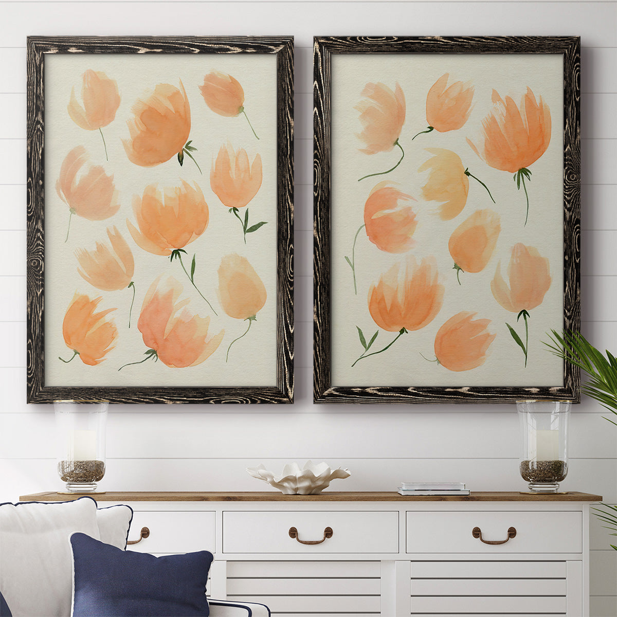 Fallen Flowers I - Premium Framed Canvas 2 Piece Set - Ready to Hang