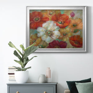 Poppycentric - Modern Framed Canvas Print