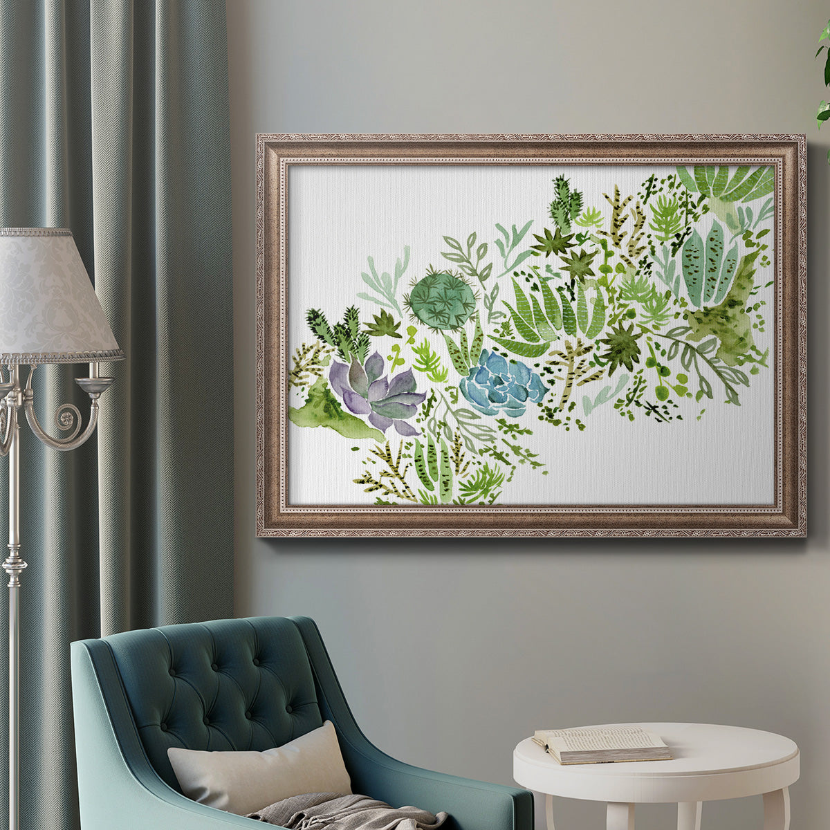 Succulent Field I Premium Framed Canvas- Ready to Hang