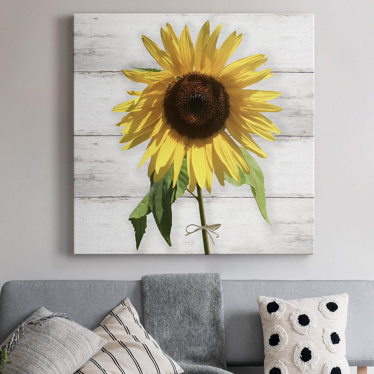 Sunflower on Wood-Premium Gallery Wrapped Canvas - Ready to Hang