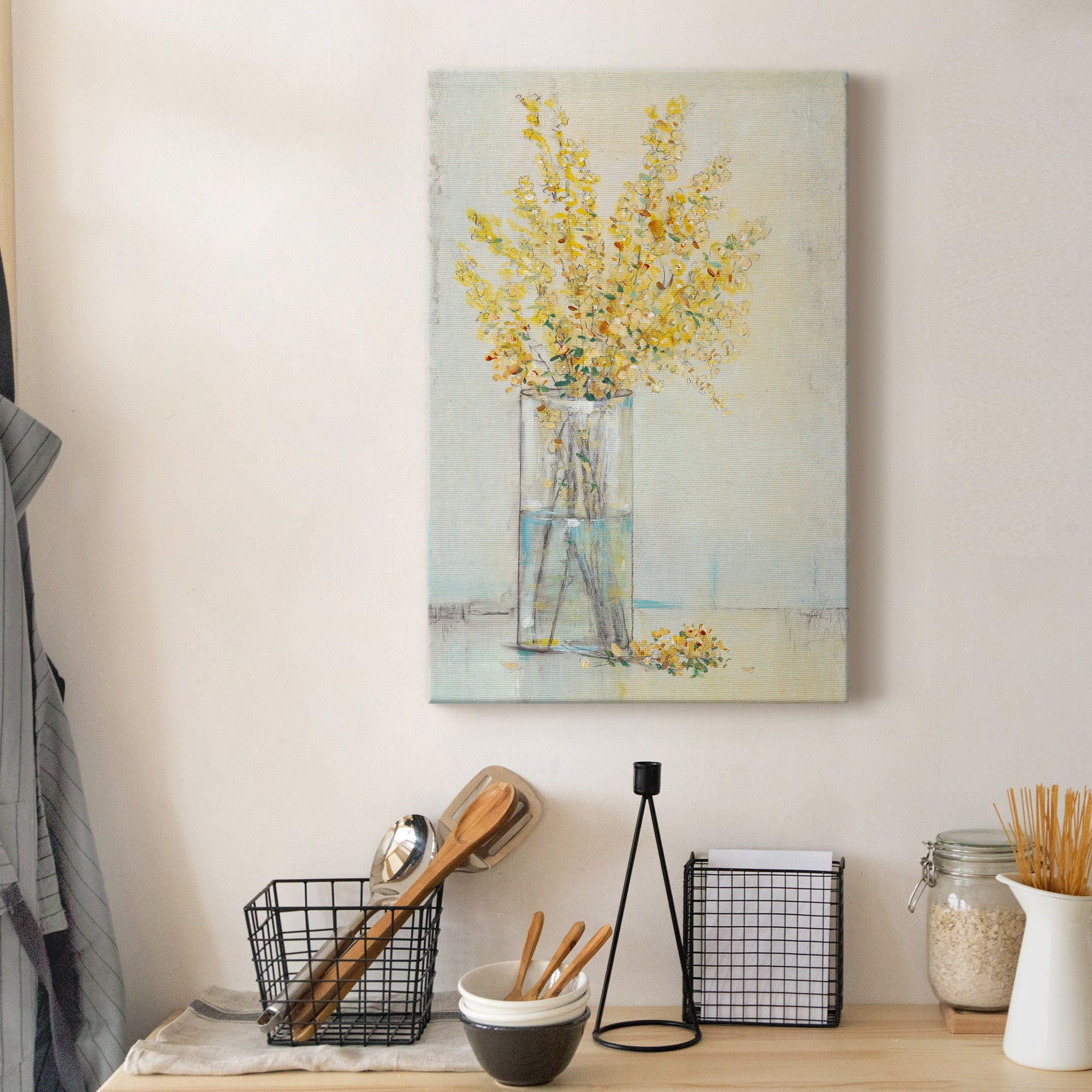 Yellow Spray in Vase II Premium Gallery Wrapped Canvas - Ready to Hang