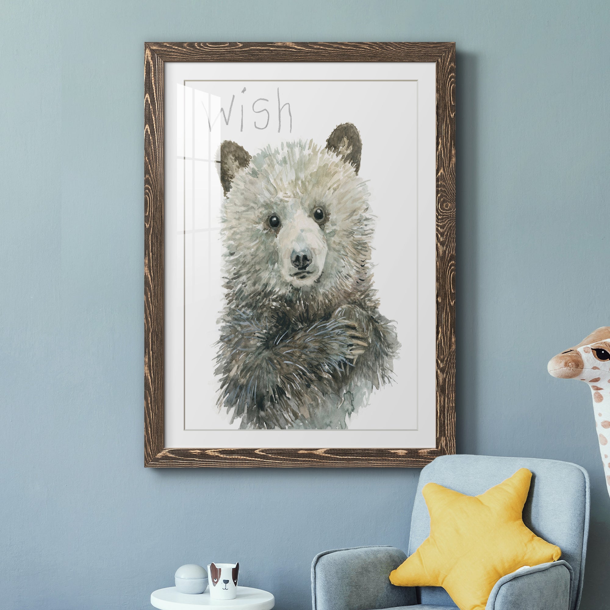 Forest Fur Baby Bear - Premium Framed Print - Distressed Barnwood Frame - Ready to Hang