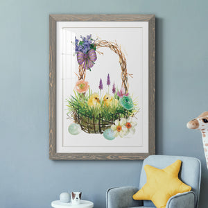 Spring Chick Basket - Barnwood Framed Art Print