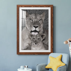 Lioness and Cub - Barnwood Framed Art Print