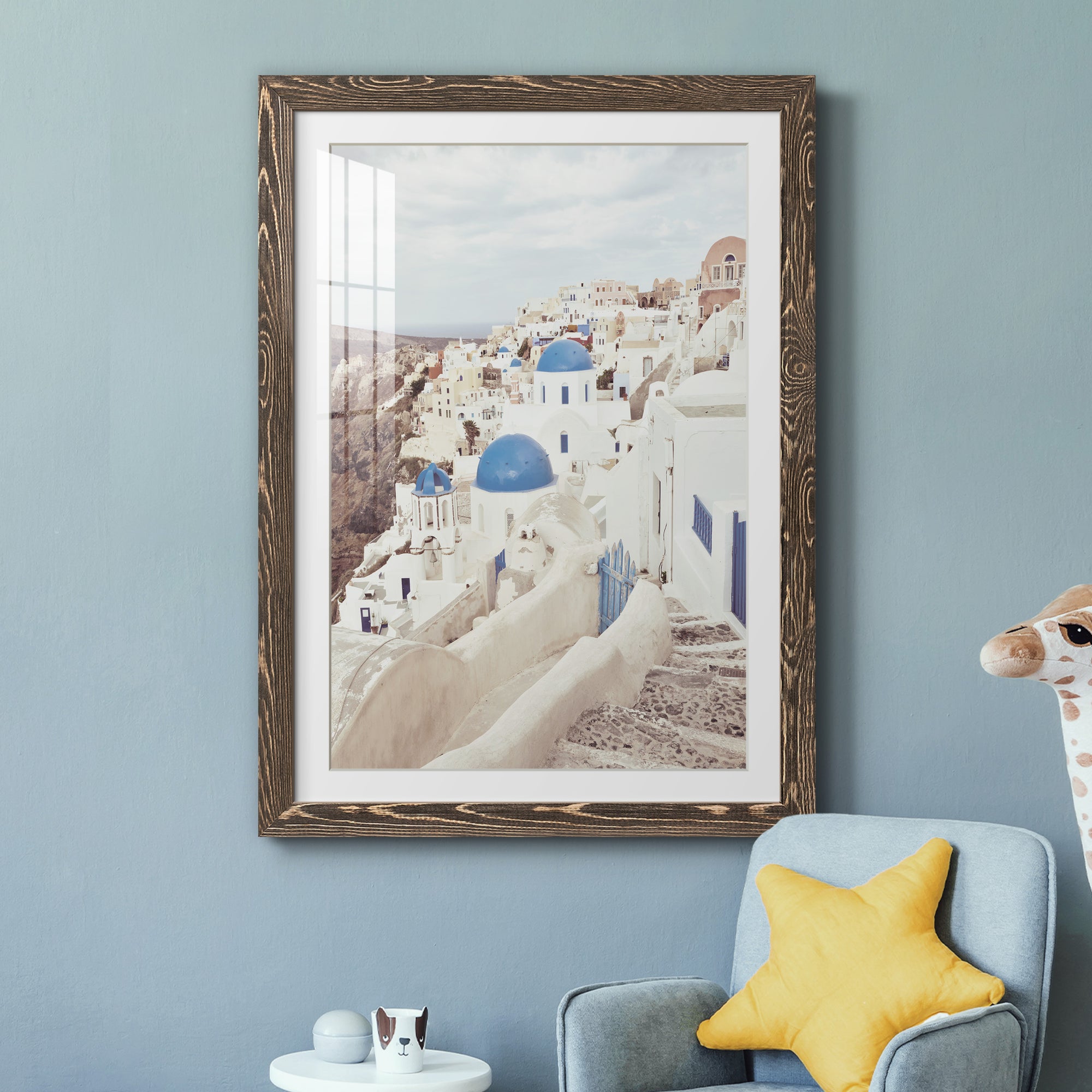 Santorini - Premium Framed Print - Distressed Barnwood Frame - Ready to Hang