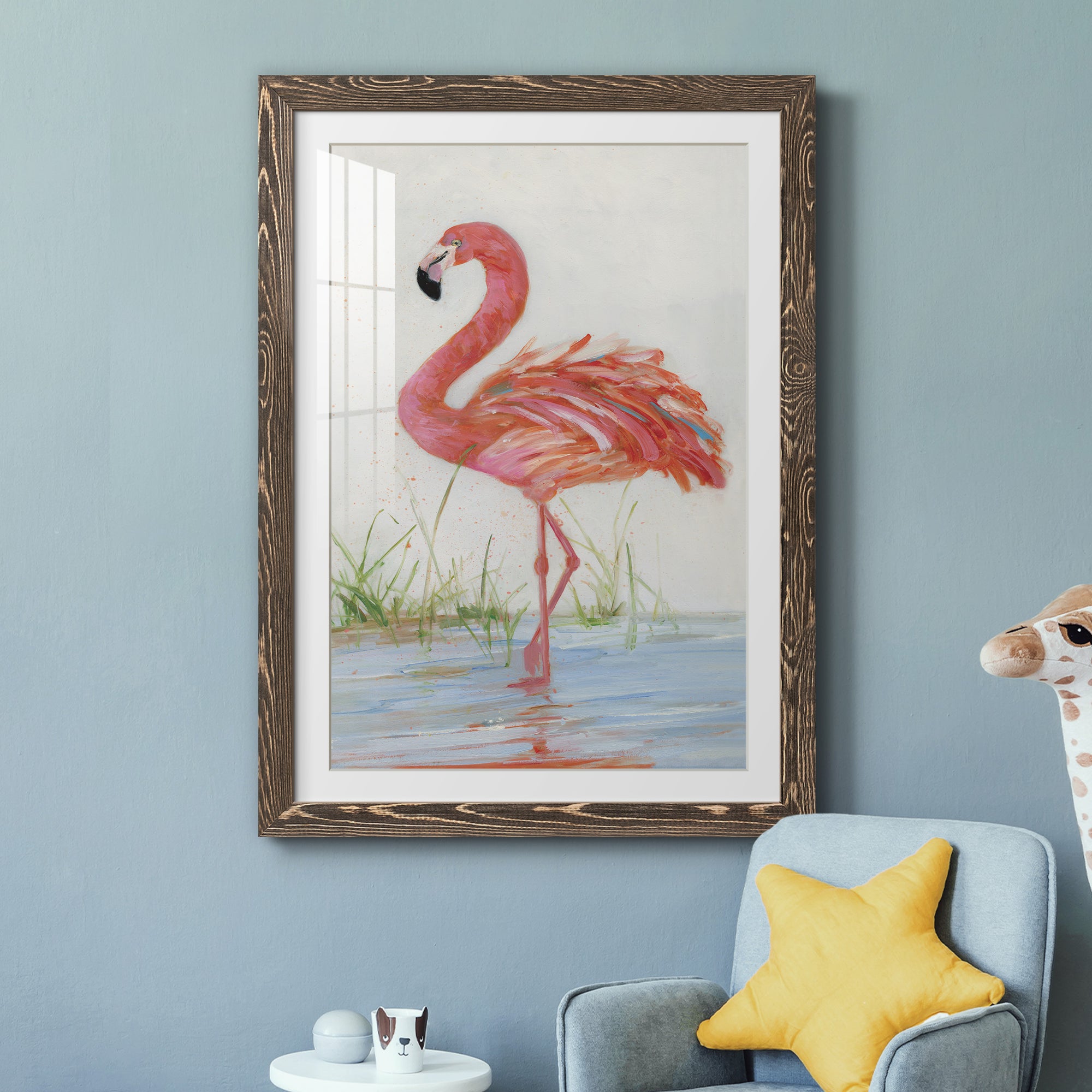 Flamingo II - Barnwood Framed Art Print