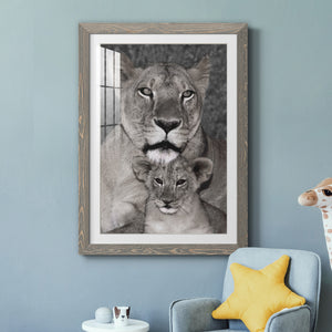 Lioness and Cub - Barnwood Framed Art Print