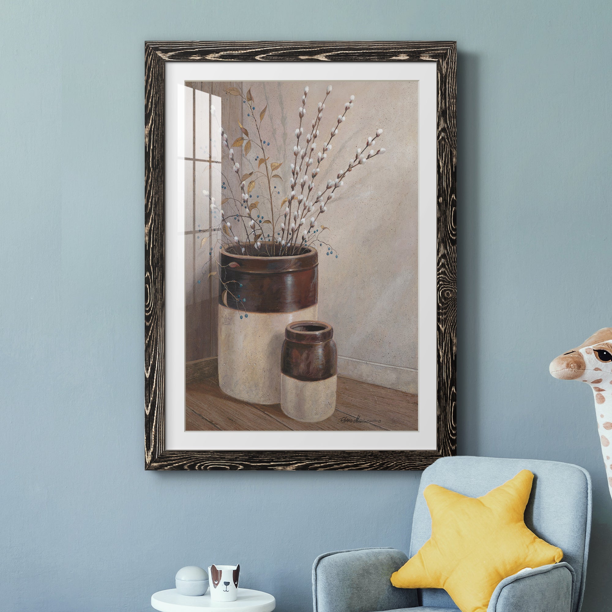 Pussywillows & Spring - Barnwood Framed Art Print