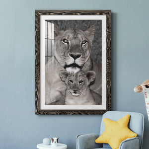 Lioness and Cub - Barnwood Framed Art Print
