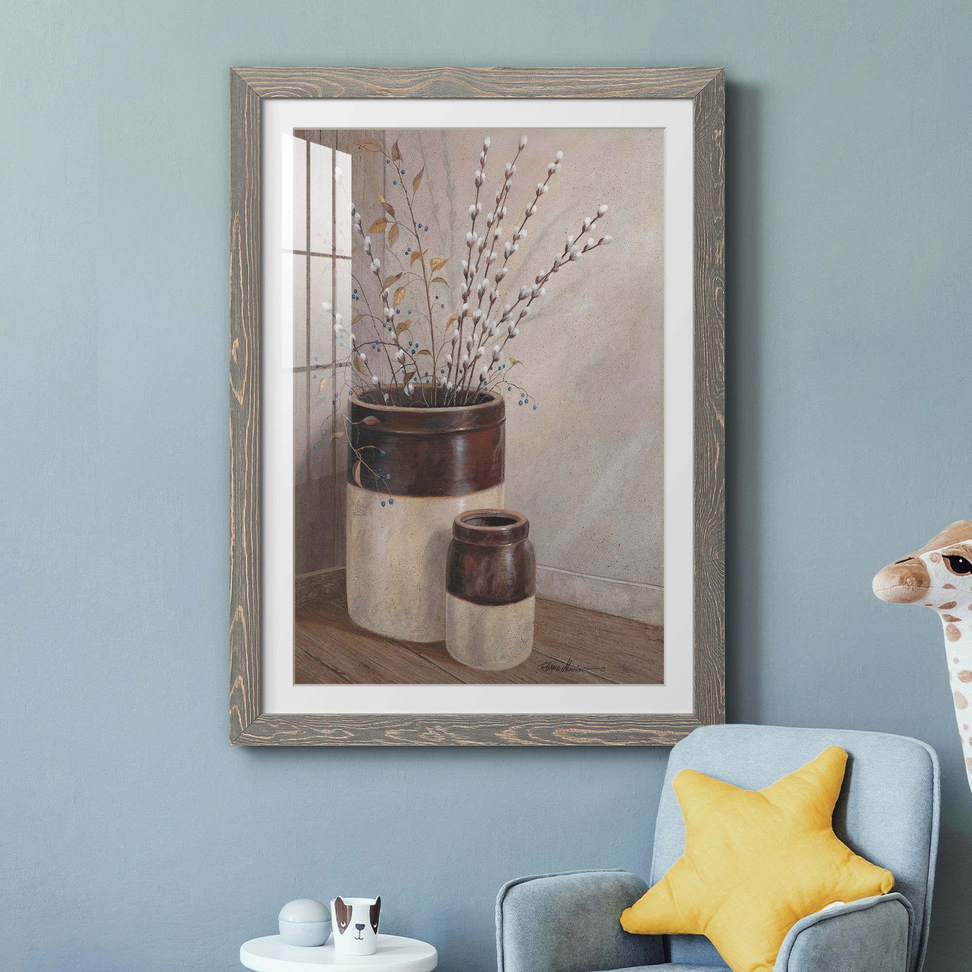 Pussywillows & Spring - Barnwood Framed Art Print