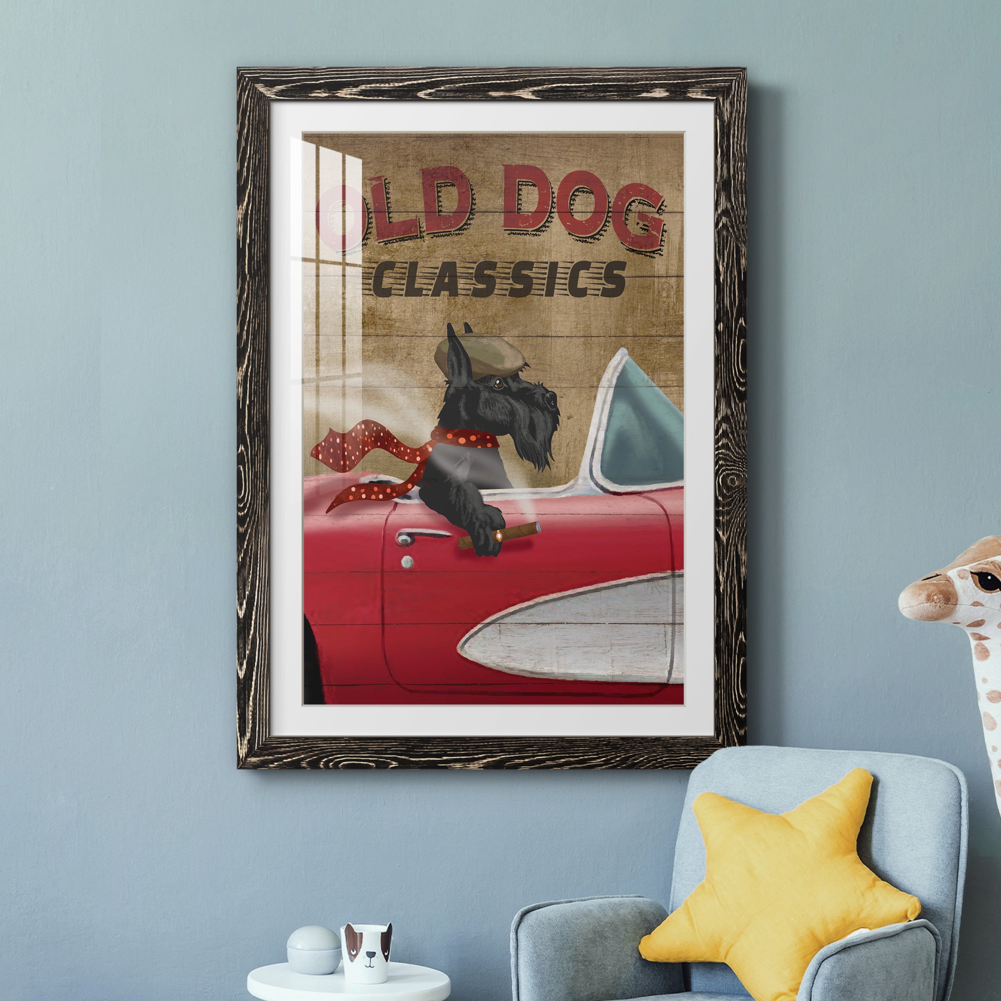 Old Dog Classics - Premium Framed Print - Distressed Barnwood Frame - Ready to Hang