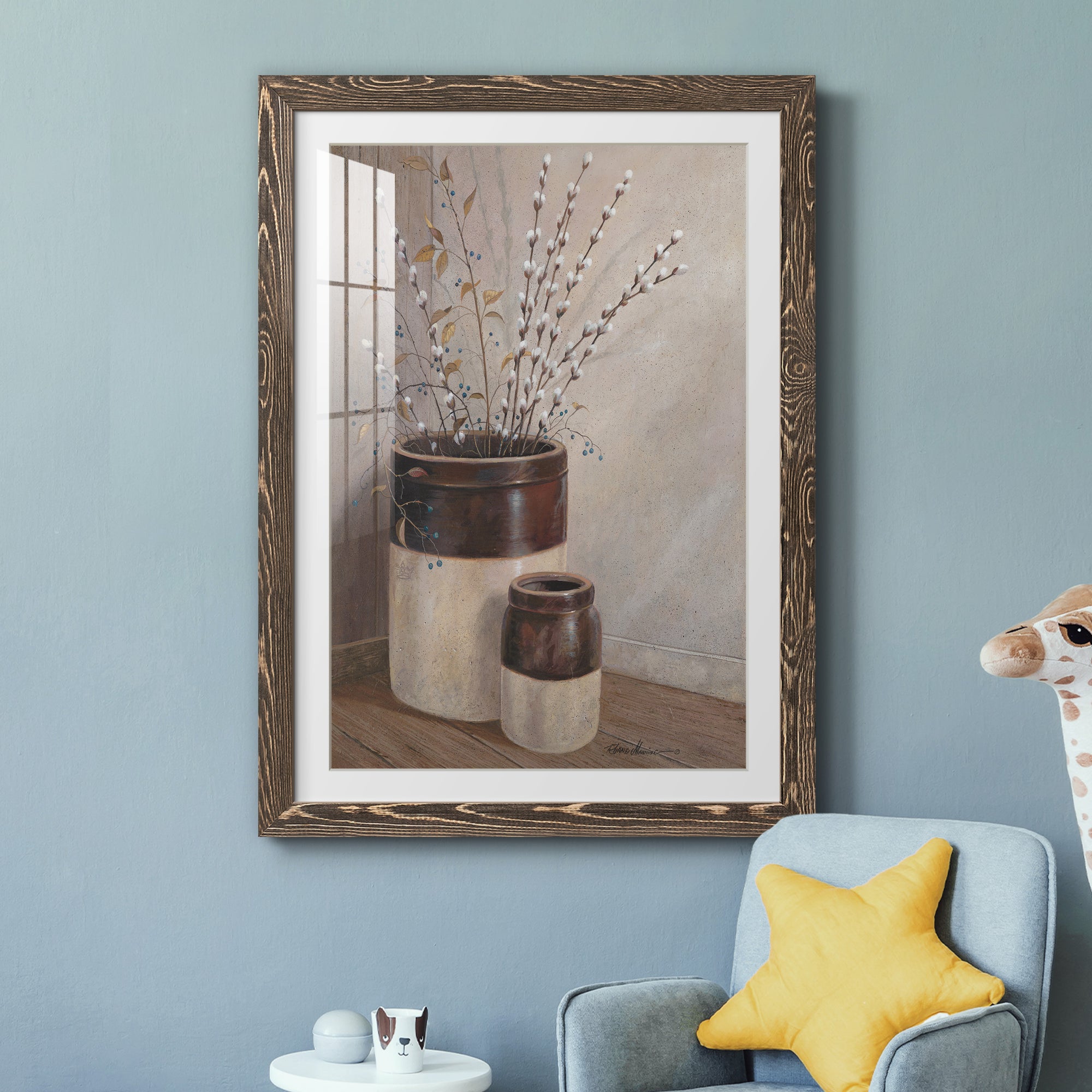 Pussywillows & Spring - Barnwood Framed Art Print