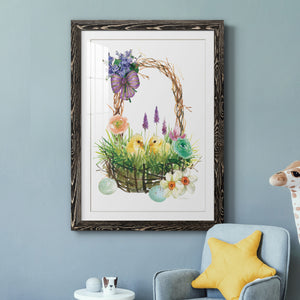 Spring Chick Basket - Barnwood Framed Art Print