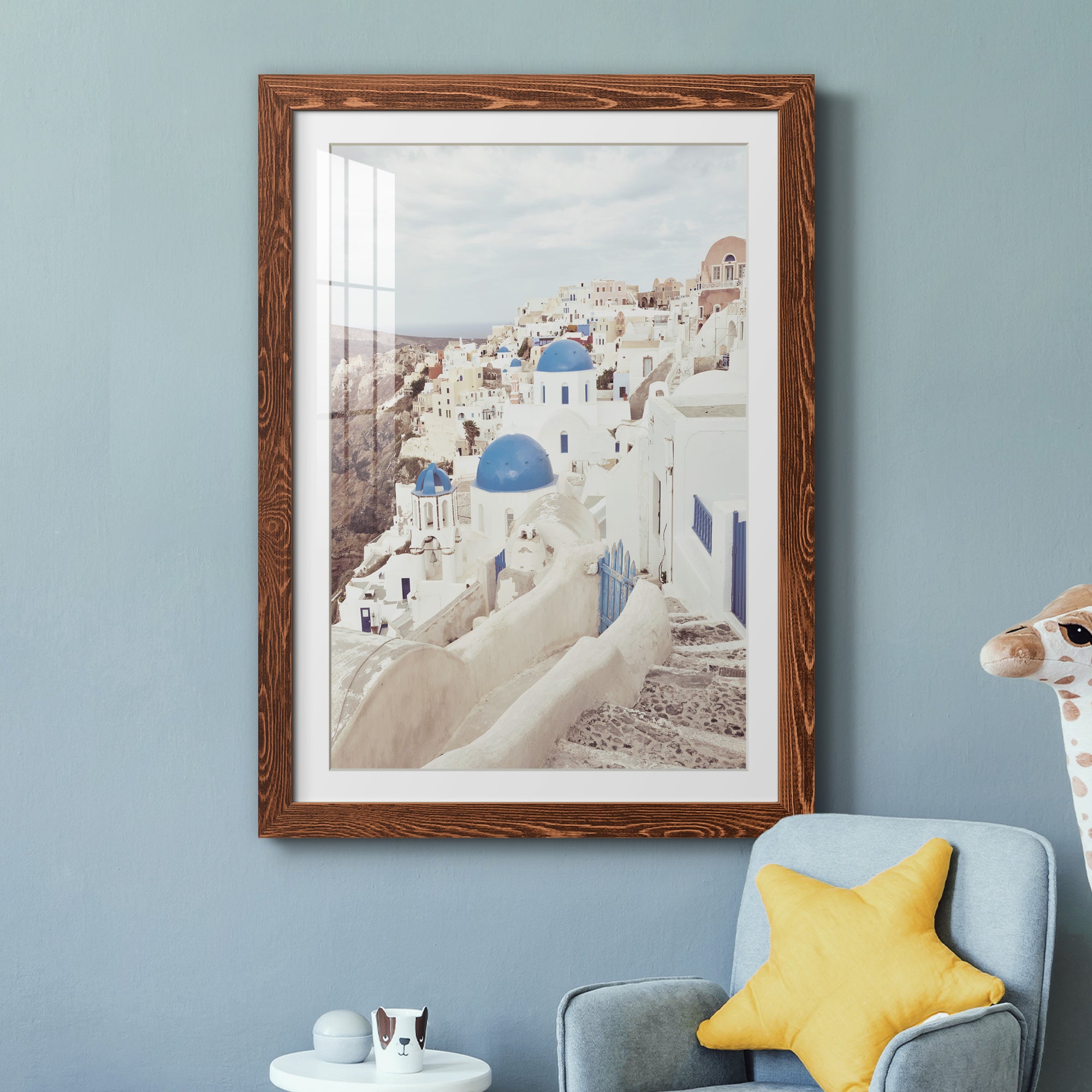 Santorini - Premium Framed Print - Distressed Barnwood Frame - Ready to Hang