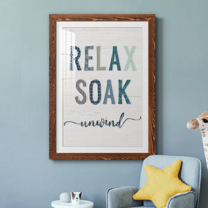 Relax Soak Unwind - Barnwood Framed Art Print