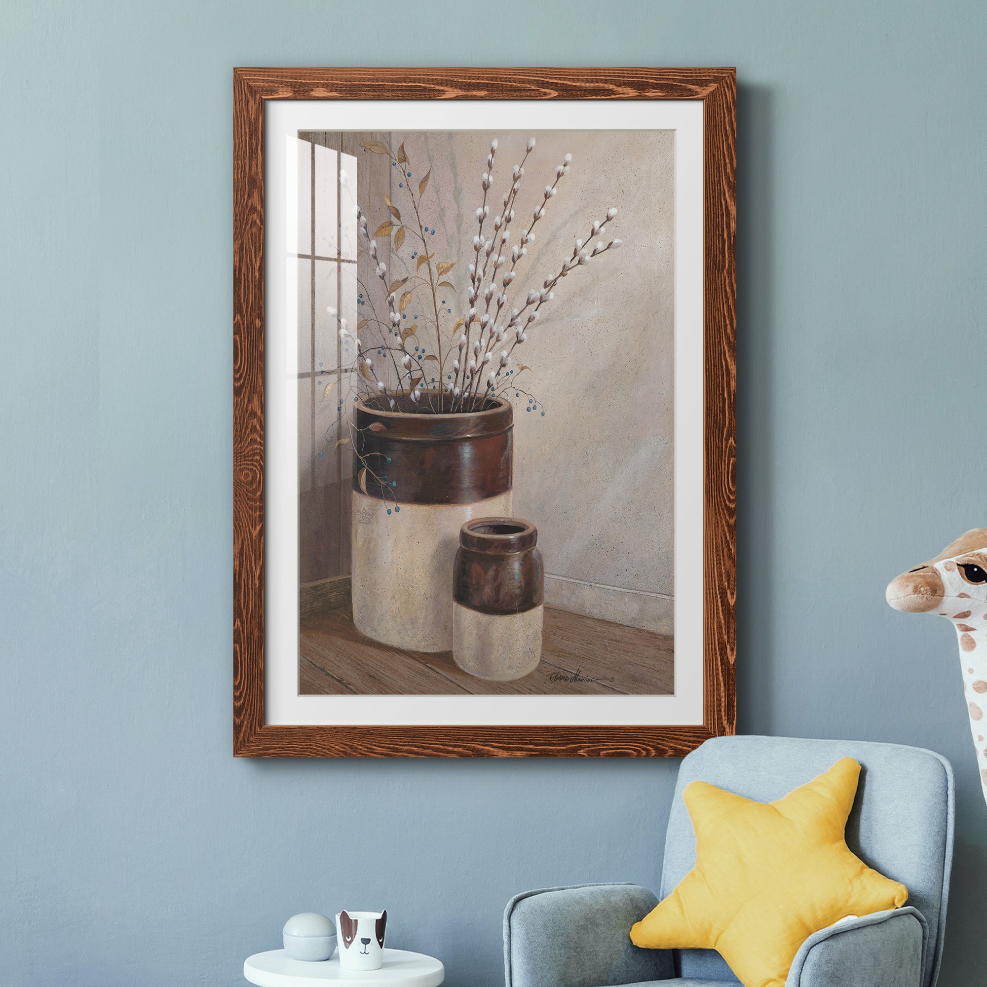 Pussywillows & Spring - Barnwood Framed Art Print