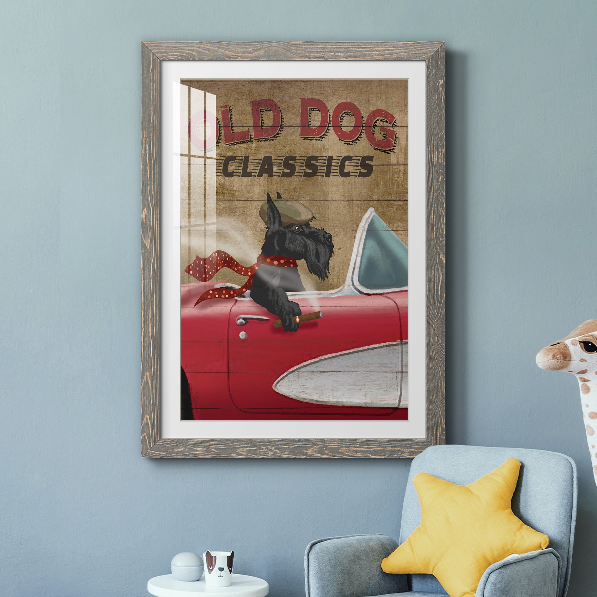 Old Dog Classics - Premium Framed Print - Distressed Barnwood Frame - Ready to Hang