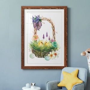 Spring Chick Basket - Barnwood Framed Art Print