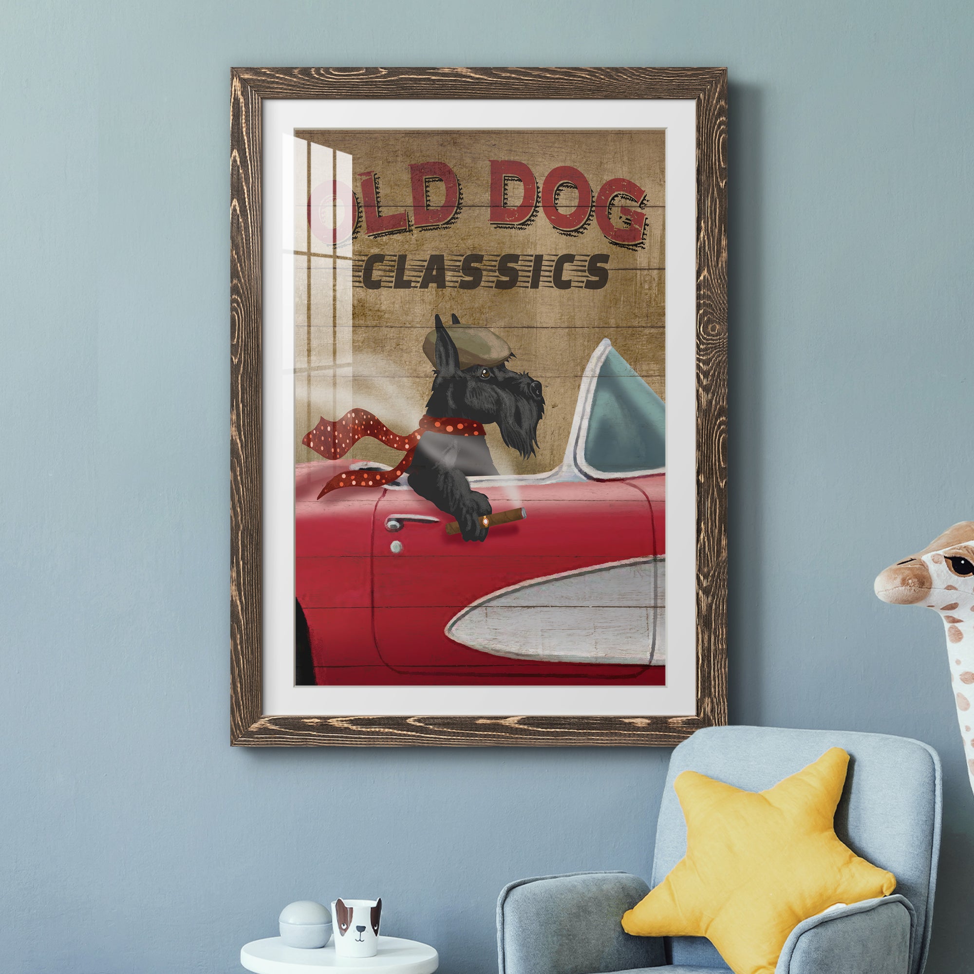 Old Dog Classics - Premium Framed Print - Distressed Barnwood Frame - Ready to Hang