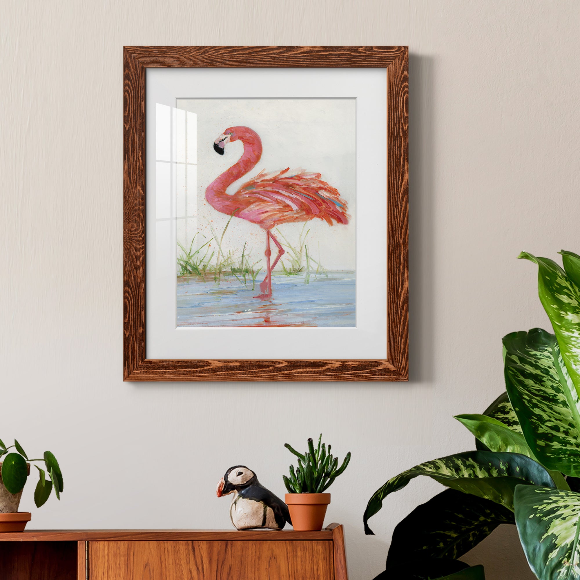 Flamingo II - Barnwood Framed Art Print