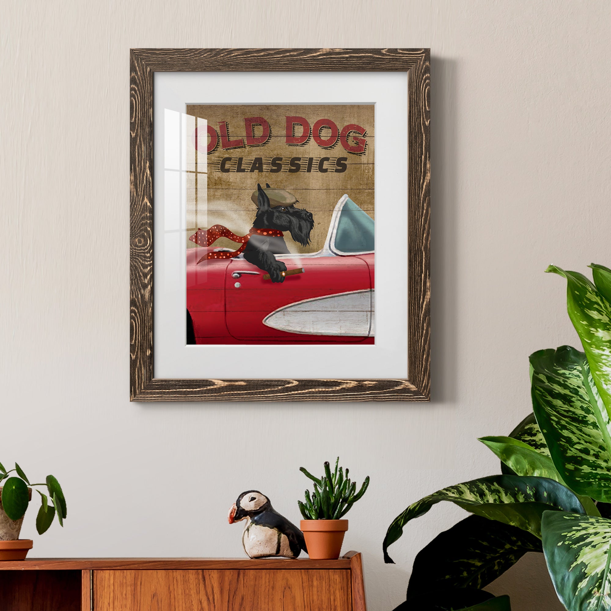 Old Dog Classics - Premium Framed Print - Distressed Barnwood Frame - Ready to Hang