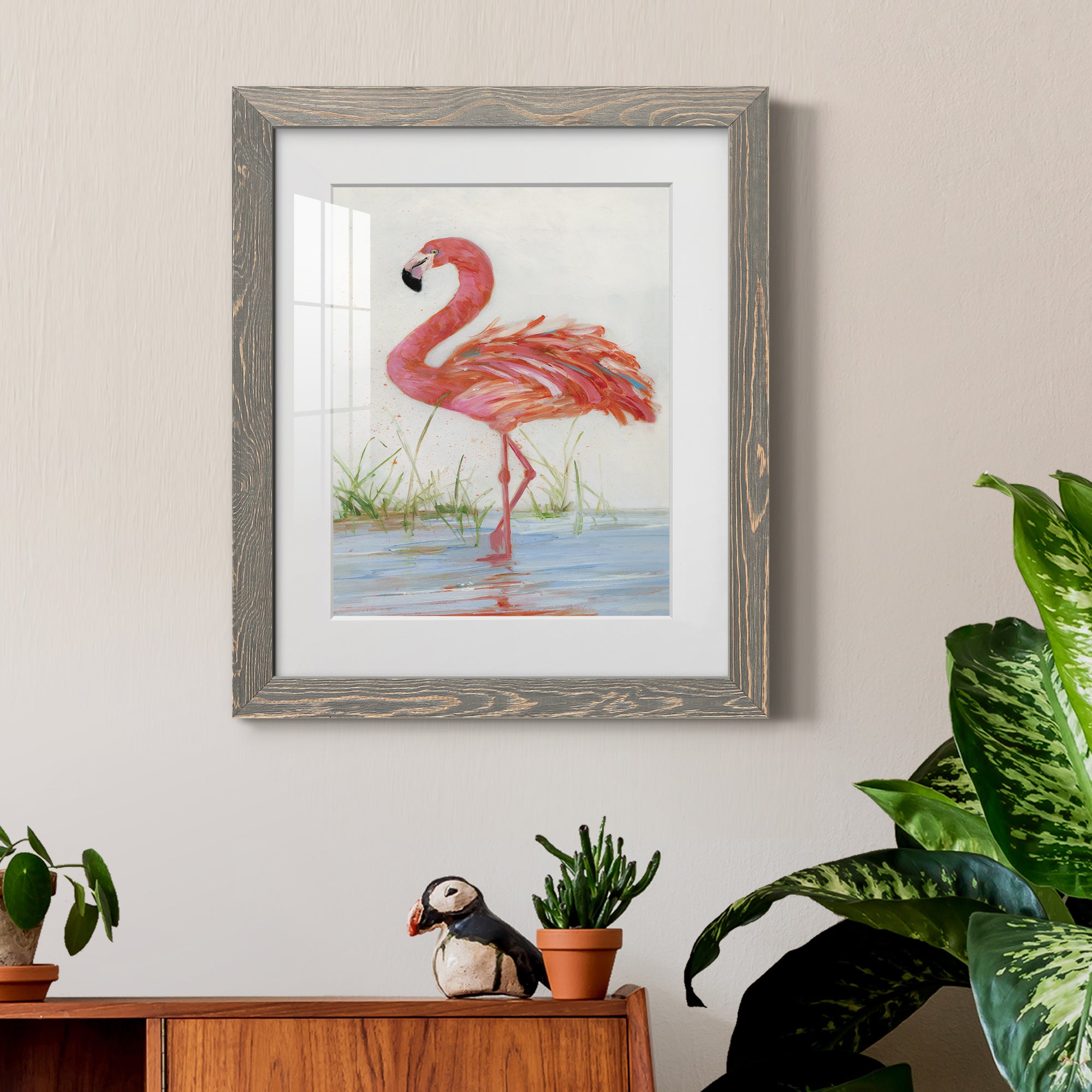 Flamingo II - Barnwood Framed Art Print