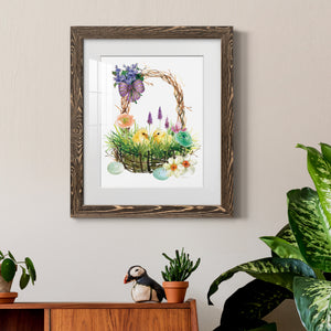 Spring Chick Basket - Barnwood Framed Art Print