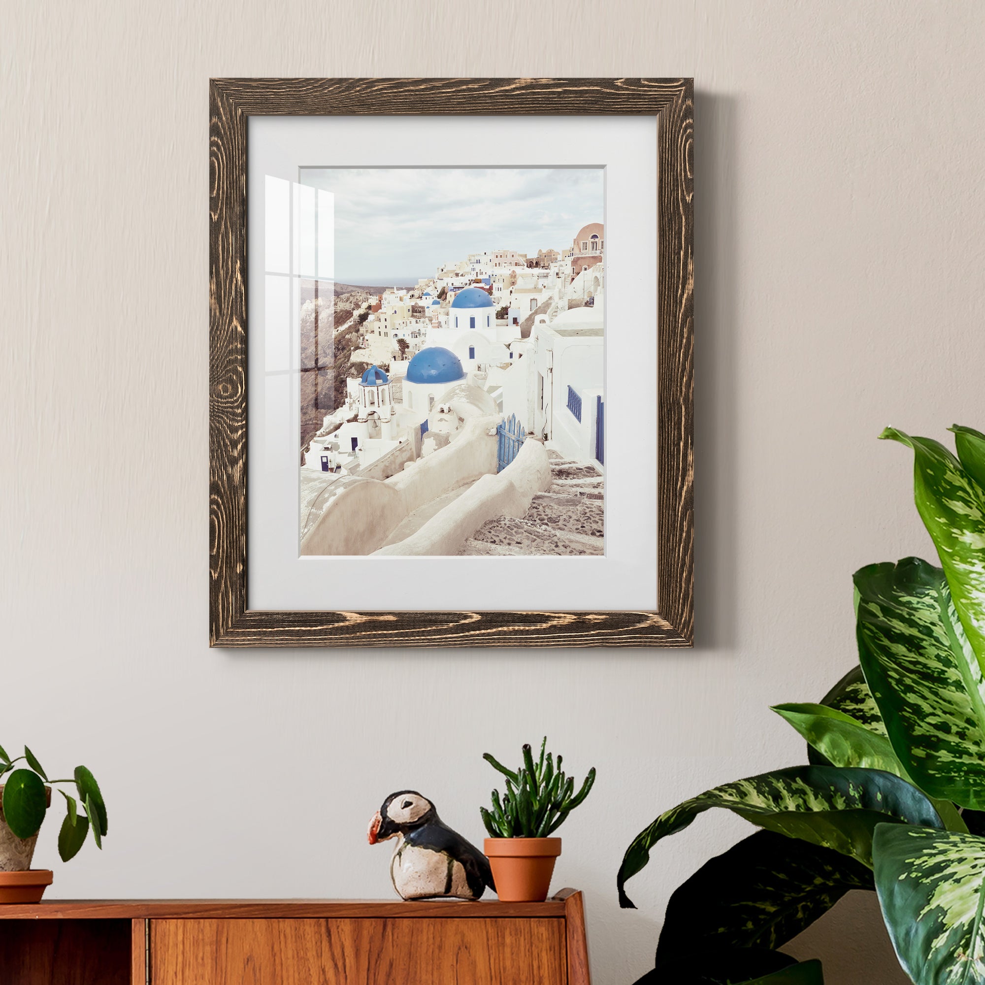Santorini - Premium Framed Print - Distressed Barnwood Frame - Ready to Hang