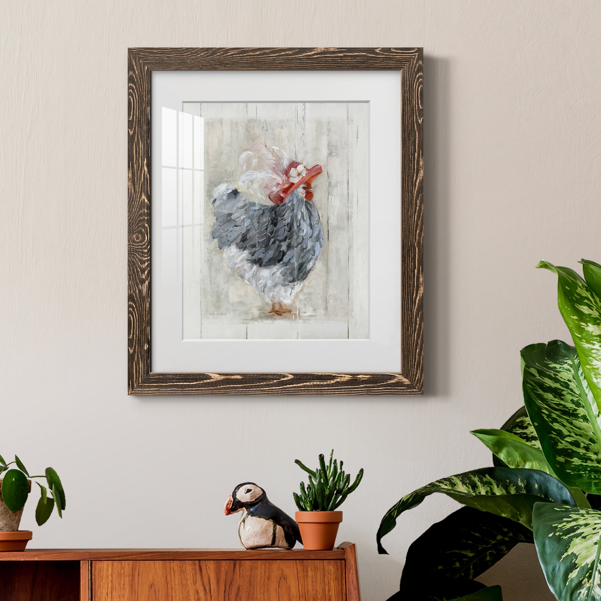 Sunday Best Hen - Barnwood Framed Art Print