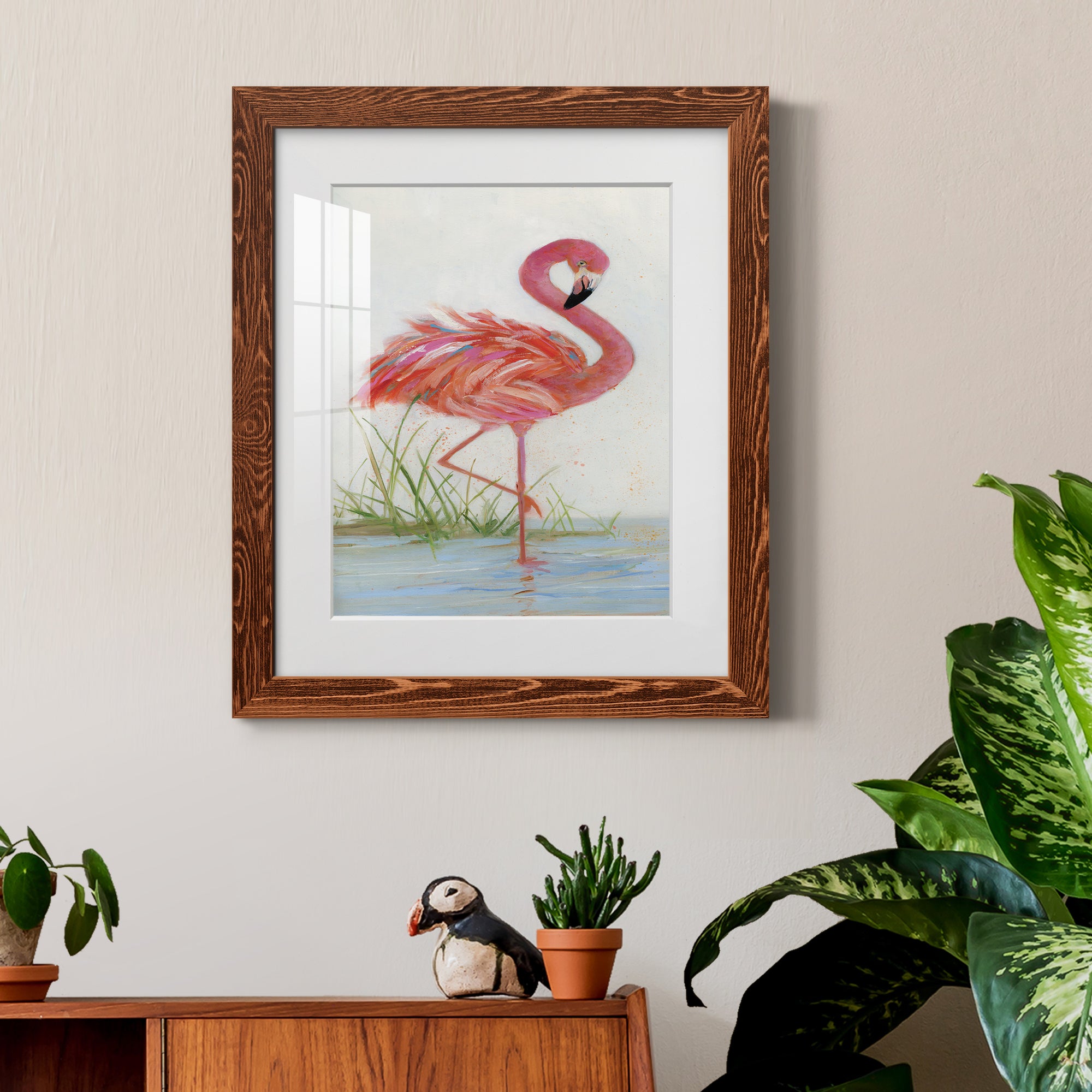 Flamingo I - Barnwood Framed Art Print