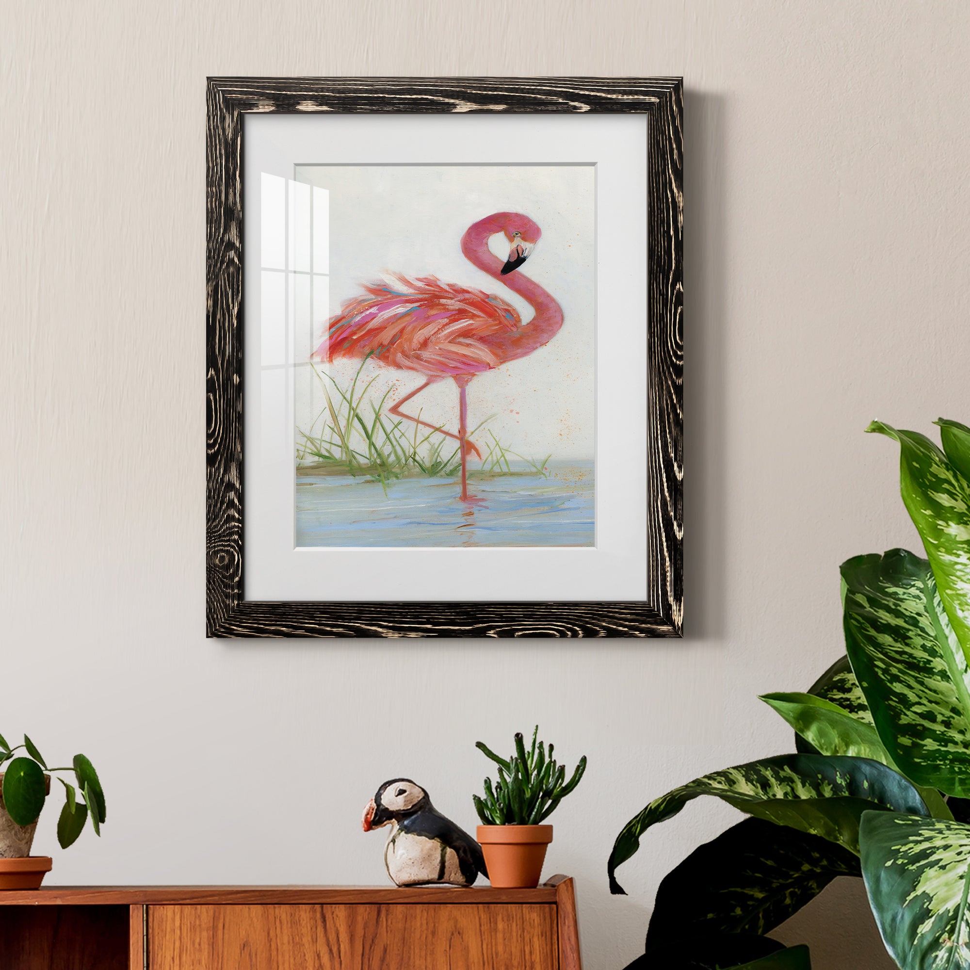Flamingo I - Barnwood Framed Art Print