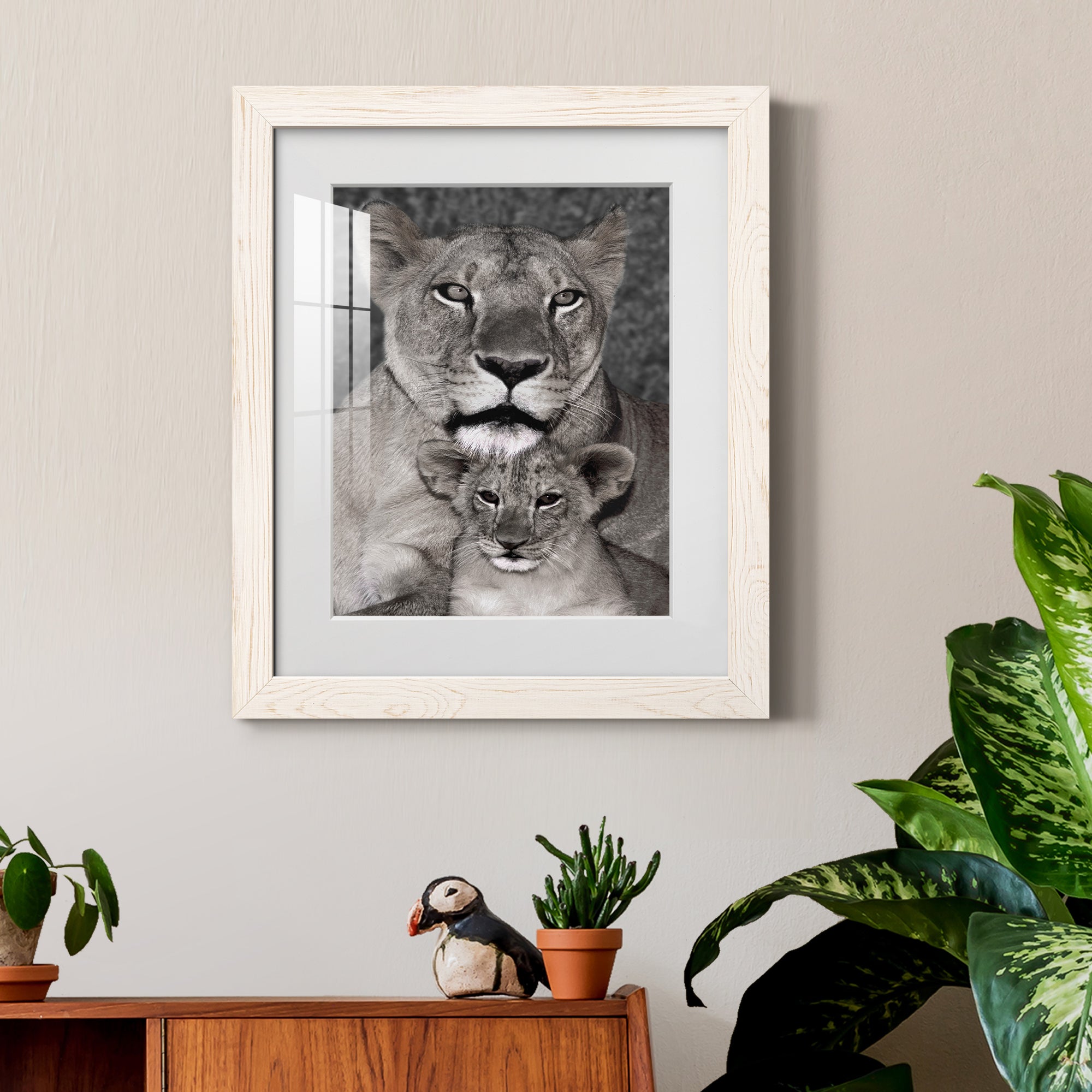 Lioness and Cub - Barnwood Framed Art Print