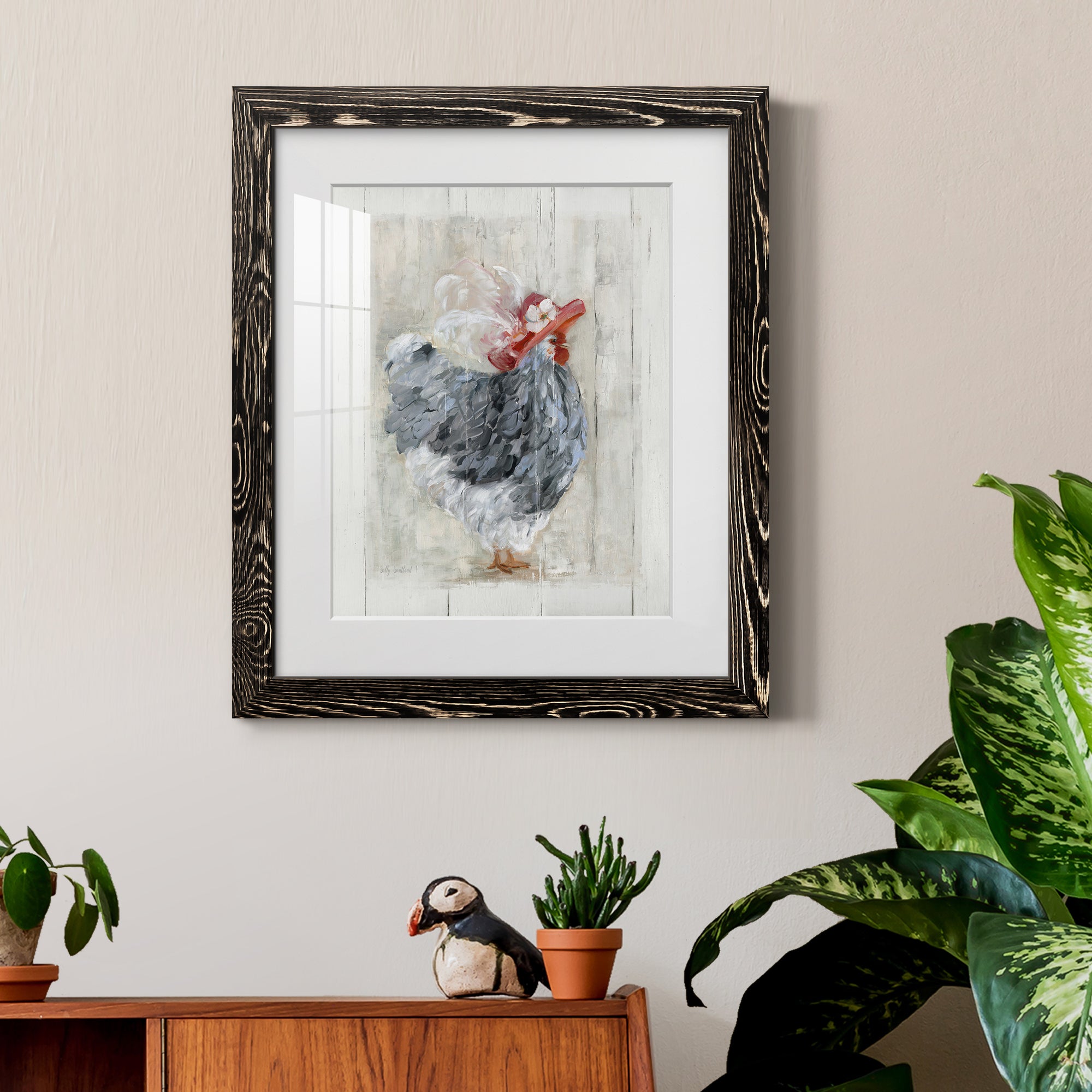 Sunday Best Hen - Barnwood Framed Art Print