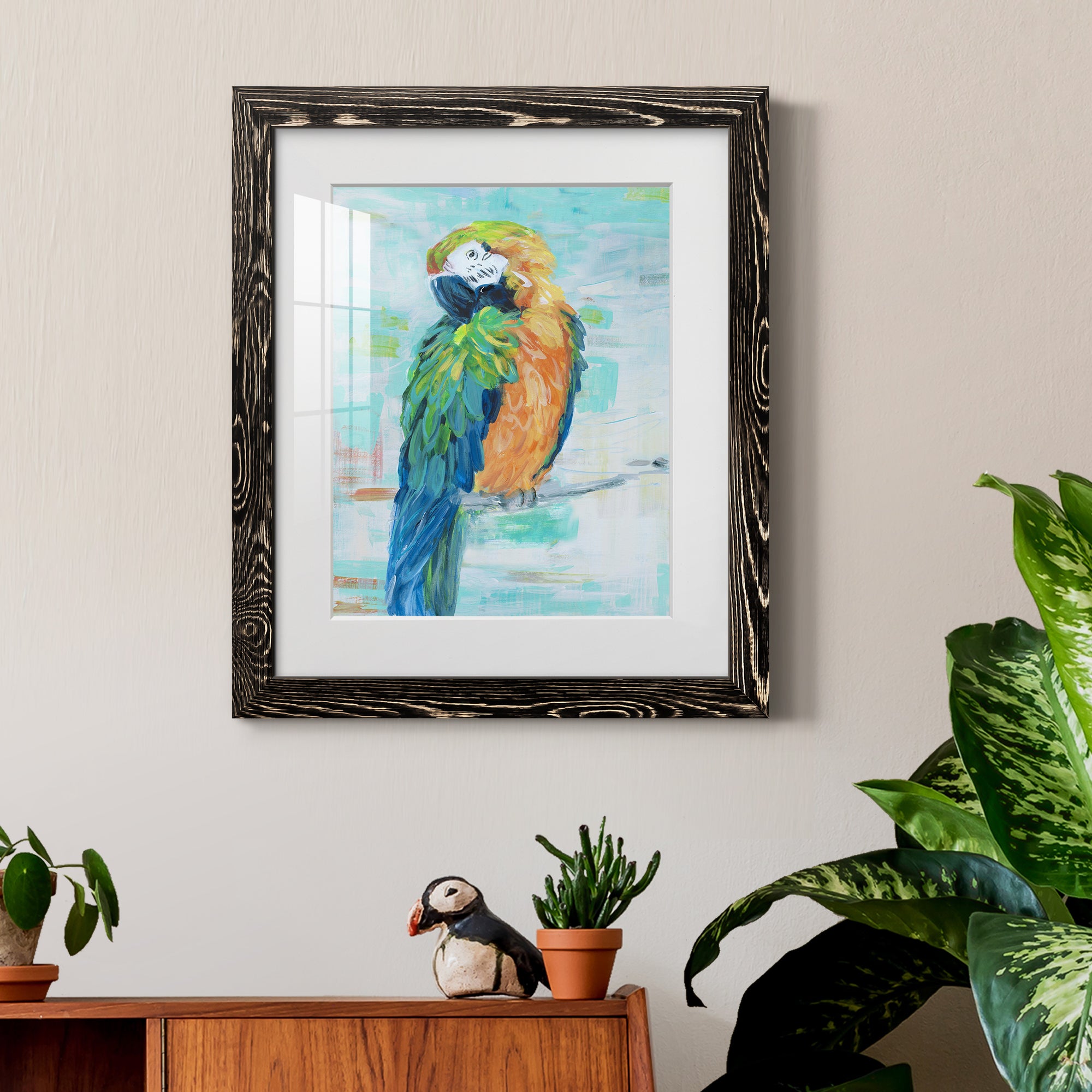 Island Parrot II - Premium Framed Print - Distressed Barnwood Frame - Ready to Hang