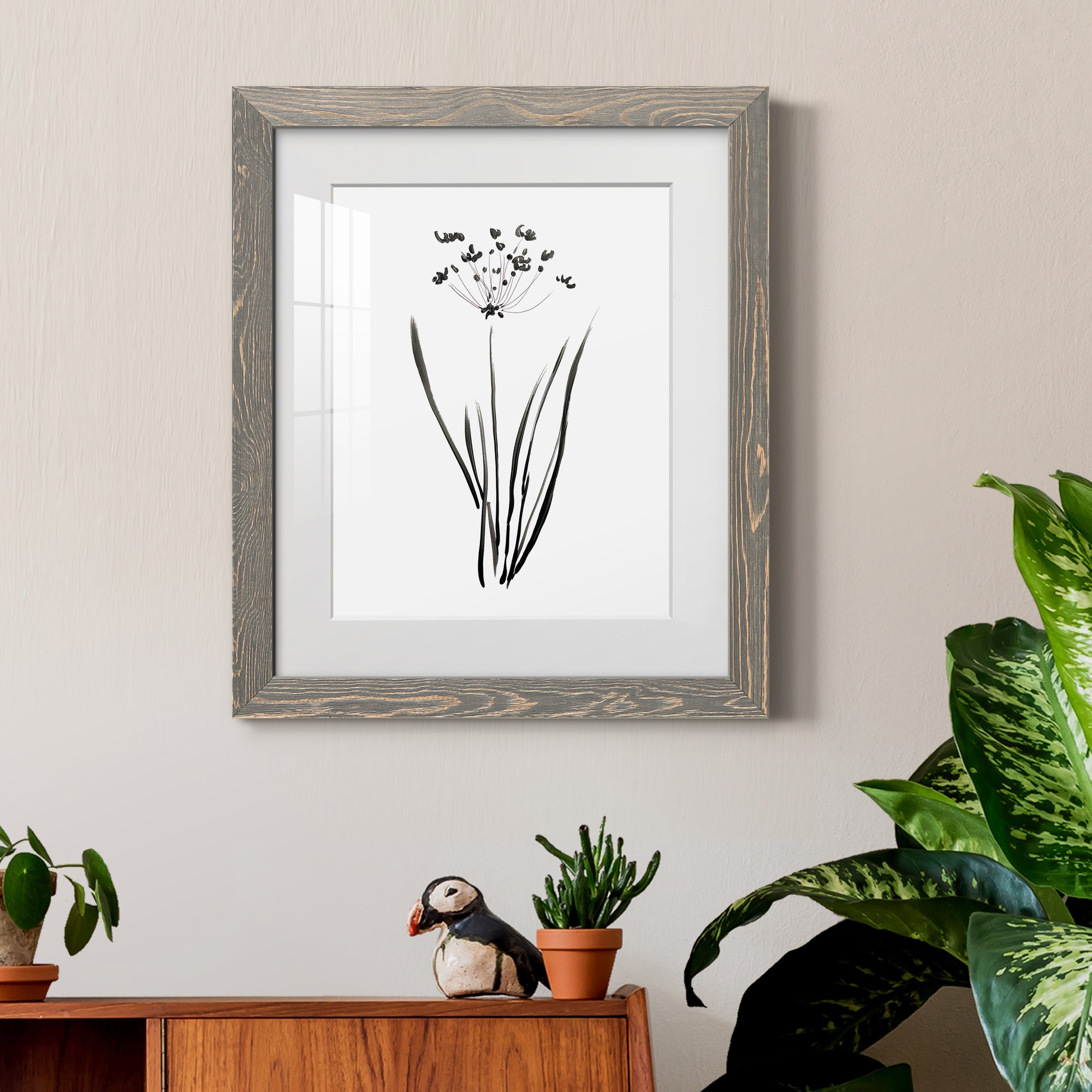 Inky Botanical II - Premium Framed Print - Distressed Barnwood Frame - Ready to Hang