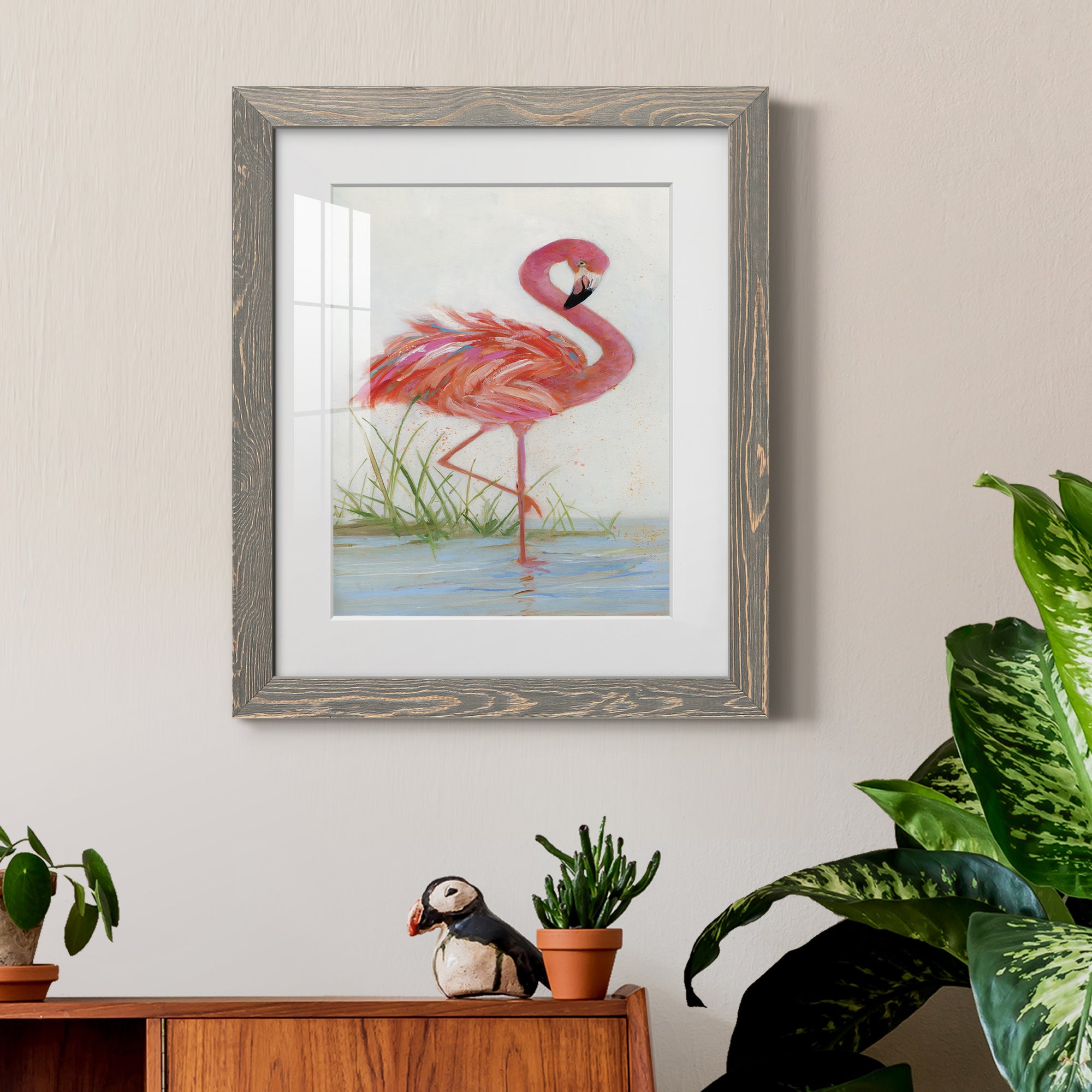 Flamingo I - Barnwood Framed Art Print