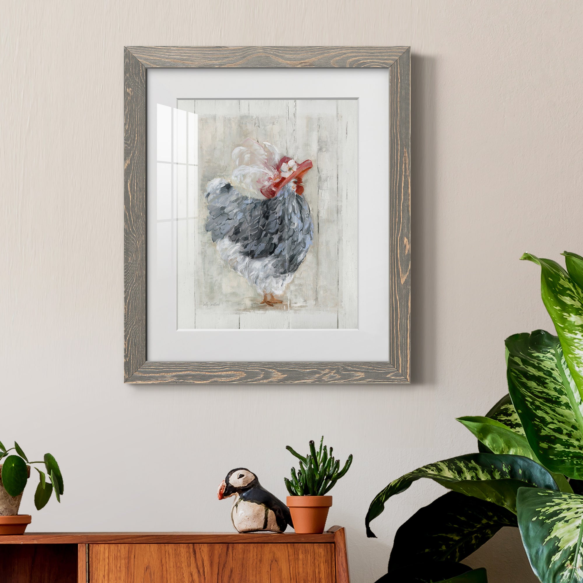 Sunday Best Hen - Barnwood Framed Art Print