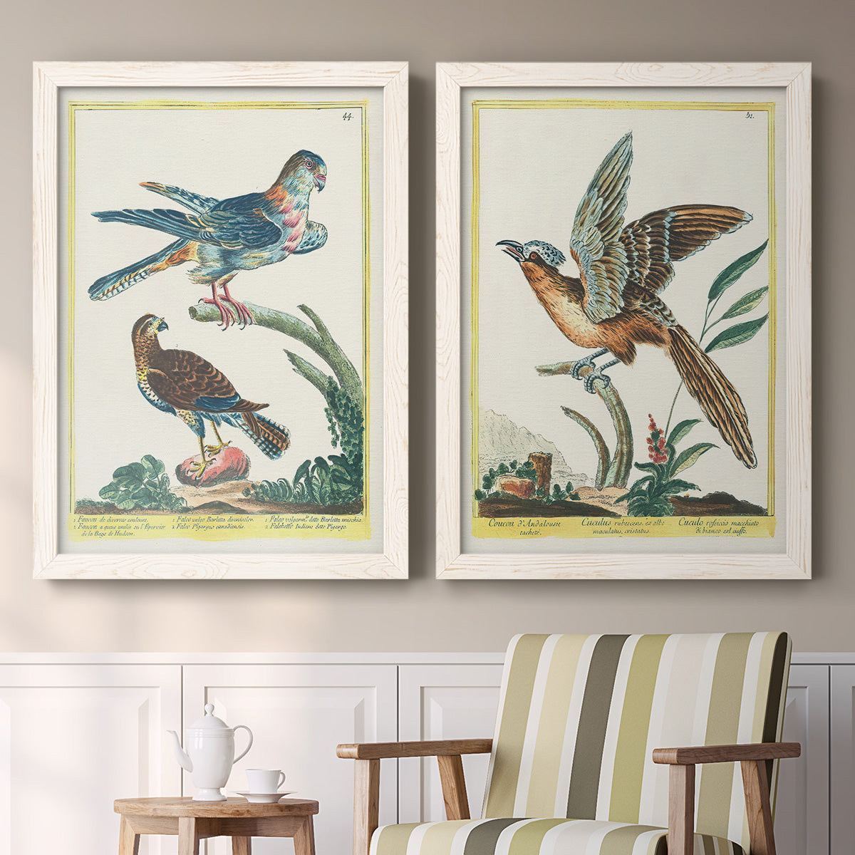 Pastel Birds III - Premium Framed Canvas 2 Piece Set - Ready to Hang