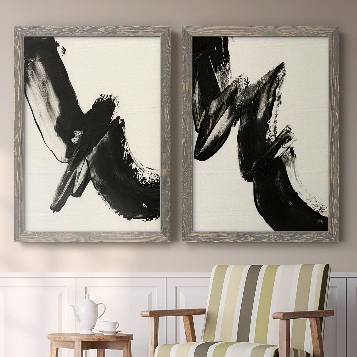 Black Expression I - Premium Framed Canvas 2 Piece Set - Ready to Hang