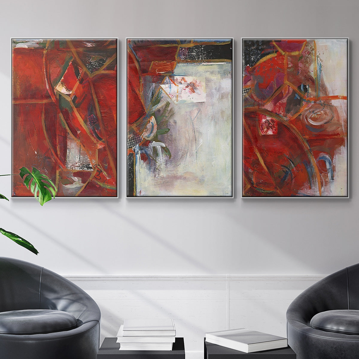 City Life I - Framed Premium Gallery Wrapped Canvas L Frame 3 Piece Set - Ready to Hang