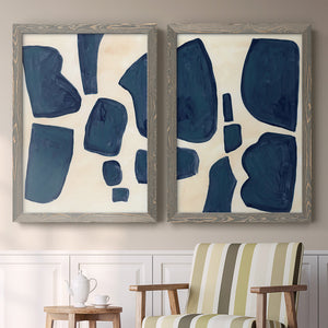 Blue Pieces I - Barnwood Framed Canvas Set