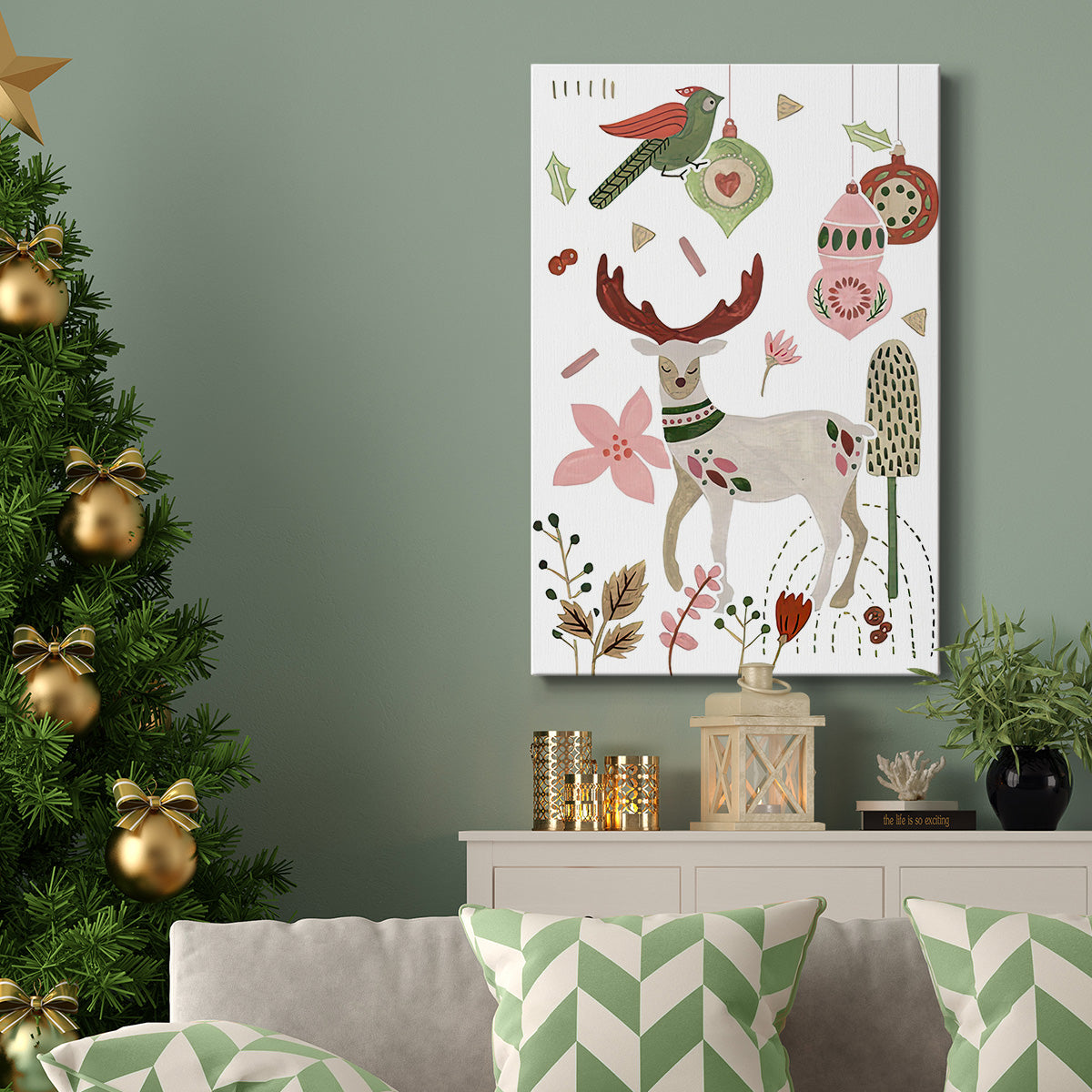 Reindeer Wishes Collection B - Gallery Wrapped Canvas