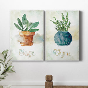 Potted Sage Premium Gallery Wrapped Canvas - Ready to Hang - Set of 2 - 8 x 12 Each
