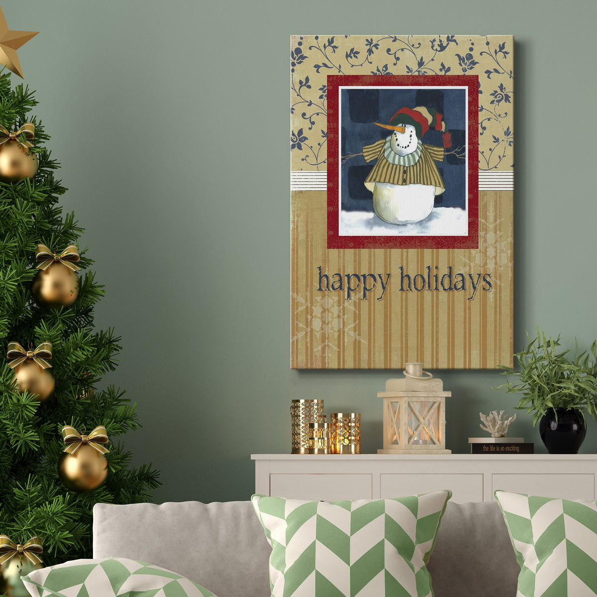 DENIM SNOWMAN Premium Gallery Wrapped Canvas - Ready to Hang