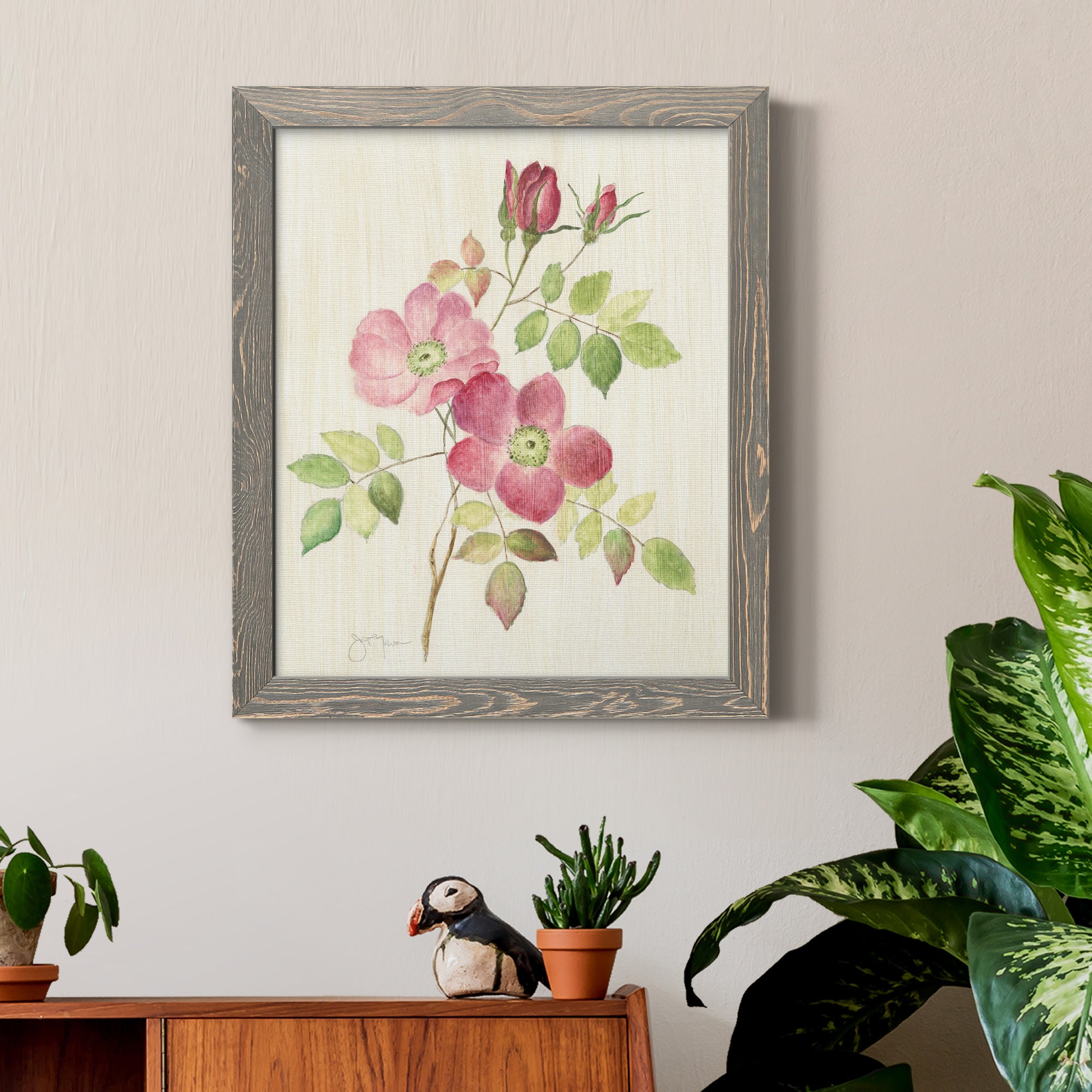 Dusty Rose I - Premium Canvas Framed in Barnwood - Ready to Hang