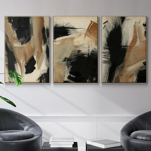 Baked Paintstrokes I - Framed Premium Gallery Wrapped Canvas L Frame 3 Piece Set - Ready to Hang